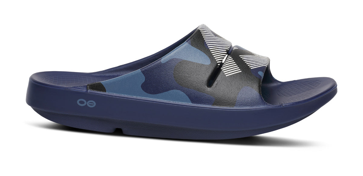 FJ X OOFOS Women's OOahh Sport Slide Sandal - Navy Camo - Image 2
